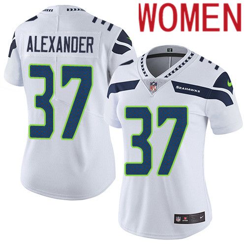Women Seattle Seahawks #37 Shaun Alexander Nike White Vapor Limited NFL Jersey